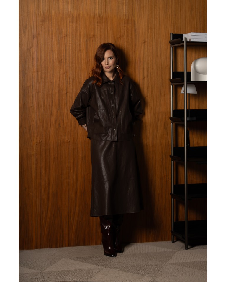 Brown leather skirt