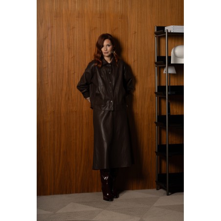 Brown leather skirt
