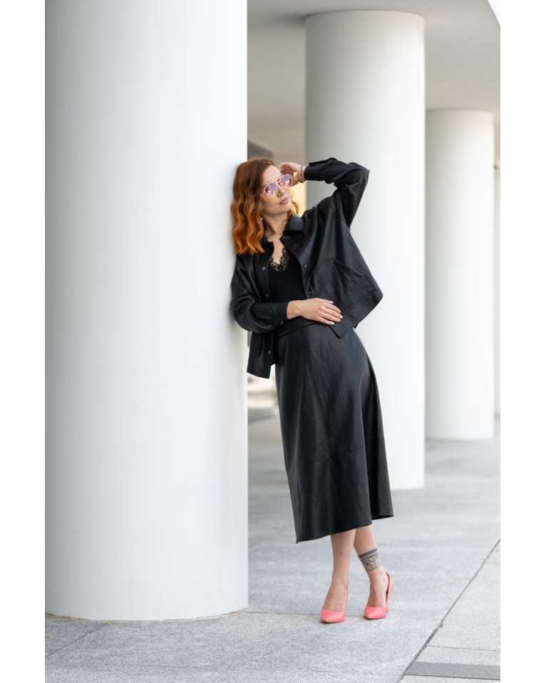 Black leather skirt