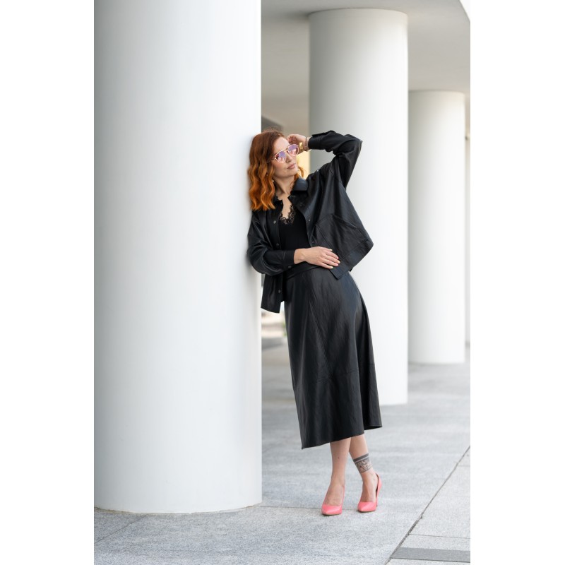 Black leather skirt