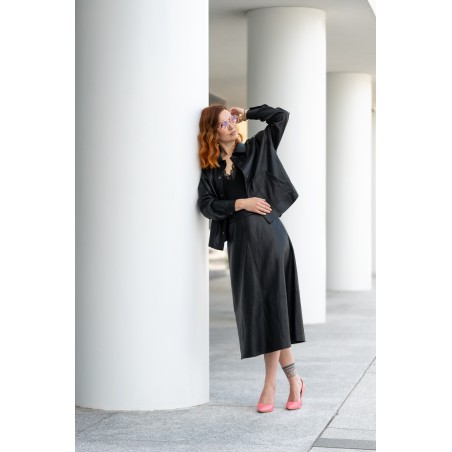 Black leather skirt