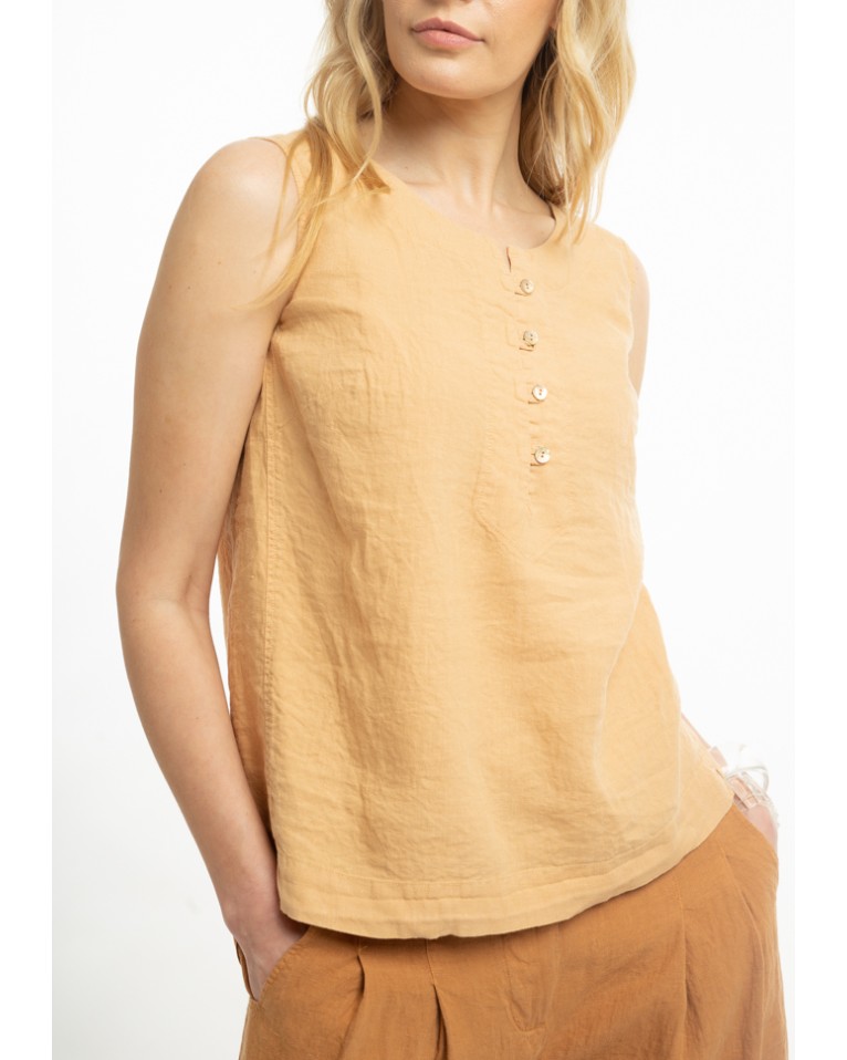 Small sleeveless linen blouse (S)