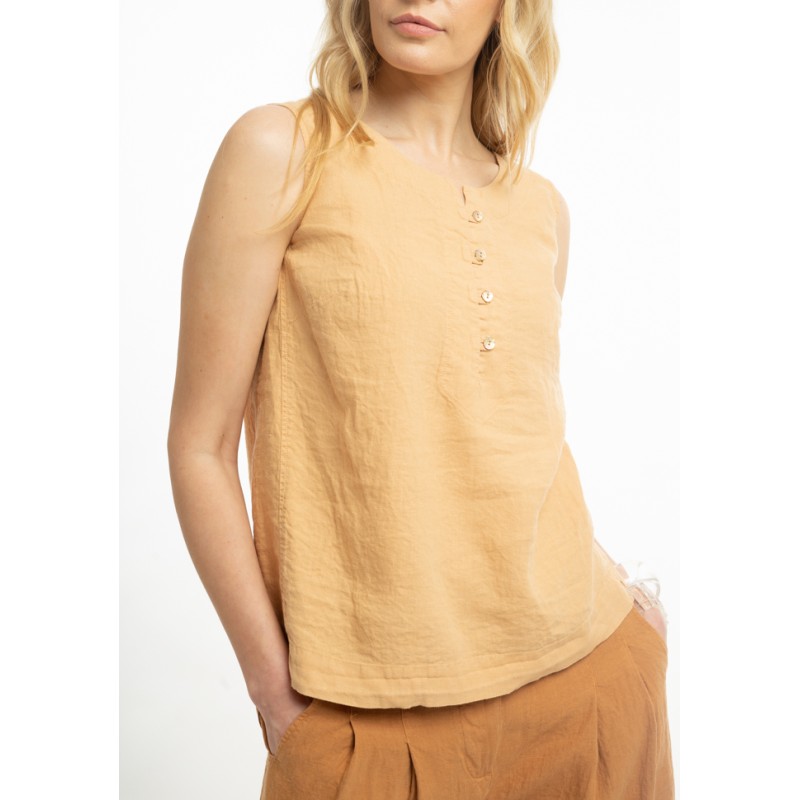 Small sleeveless linen blouse (S)