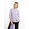 Linen blouse with stand-up collar (L)