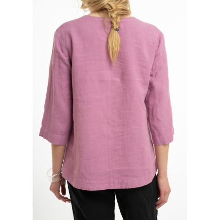 Linen blouse with stand-up collar (V)