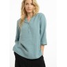 Linen blouse with stand-up collar (Z)