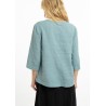 Linen blouse with stand-up collar (Z)