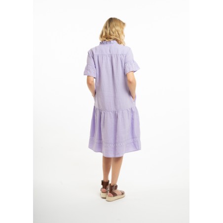 Linen dress with ornate sleeves and ruffles (L)