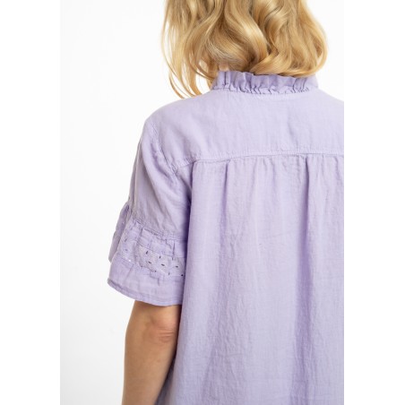 Linen dress with ornate sleeves and ruffles (L)