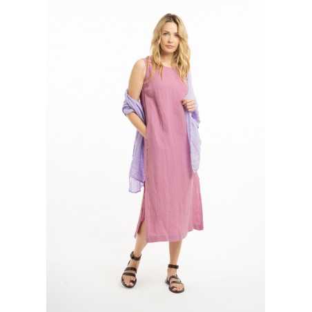 Long linen dress with deep slits on the sides (V)