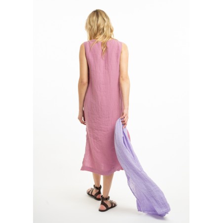 Long linen dress with deep slits on the sides (V)