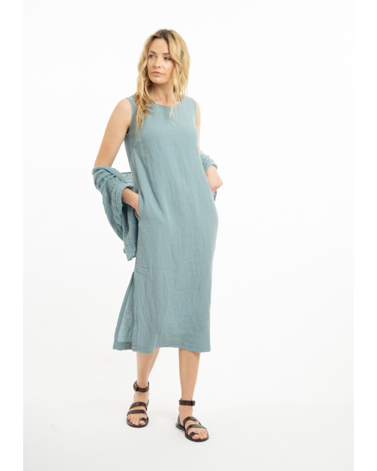 Long linen dress with deep slits on the sides (Z)