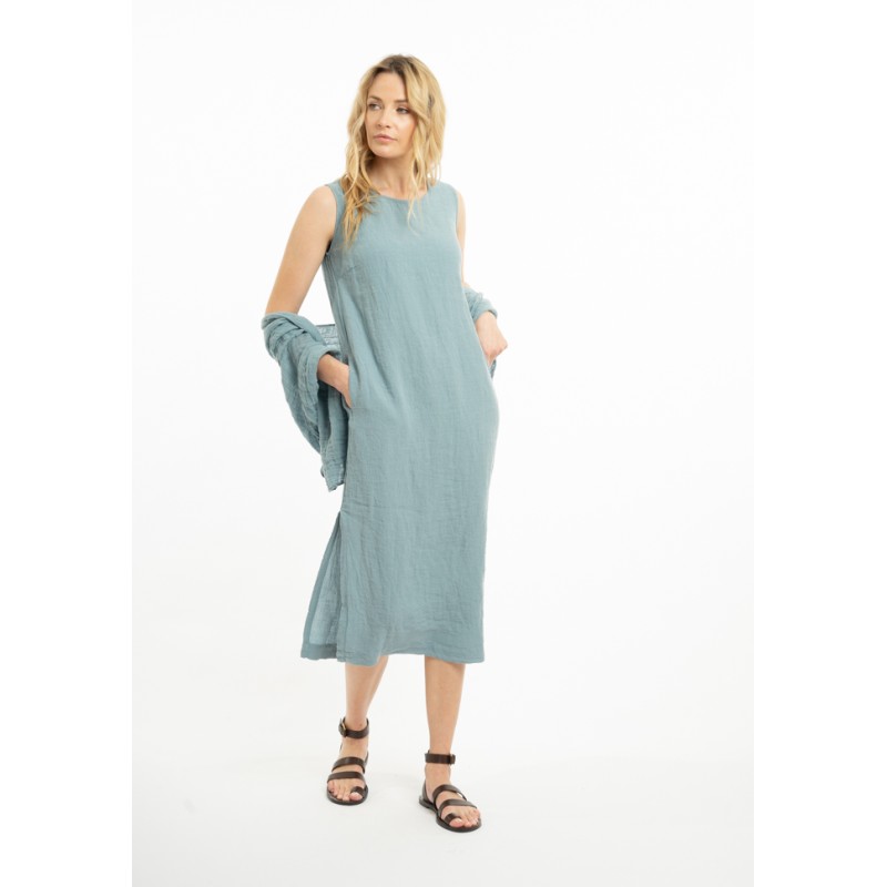Long linen dress with deep slits on the sides (Z)