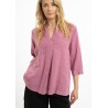 Linen blouse with stand-up collar (G)