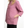 Linen blouse with stand-up collar (G)