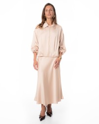 Cream Satin Bomber-Style Jacket