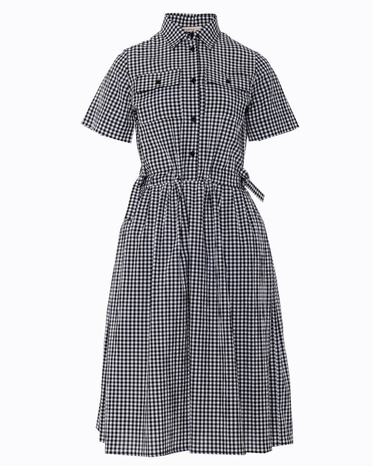 Black and White Gingham Midi Dress