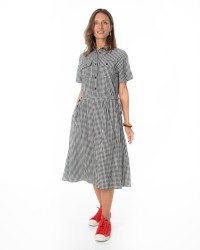 Black and White Gingham Midi Dress
