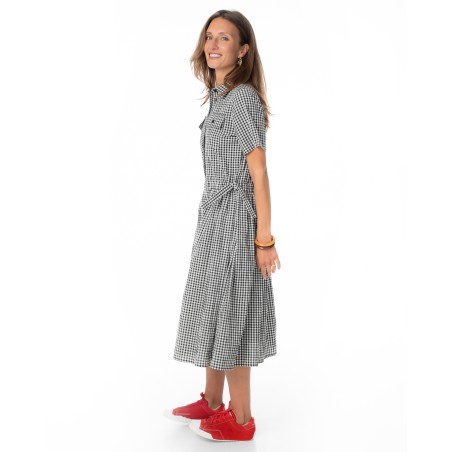 Black and White Gingham Midi Dress