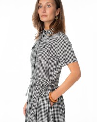 Black and White Gingham Midi Dress