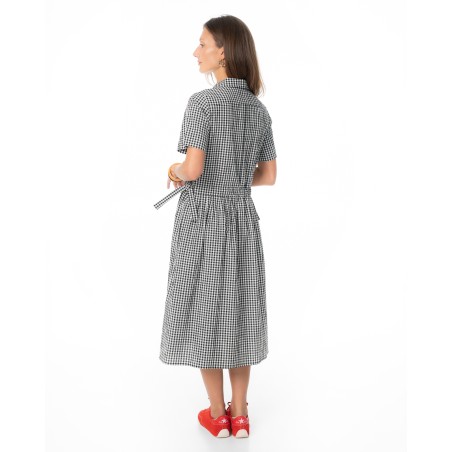 Black and White Gingham Midi Dress